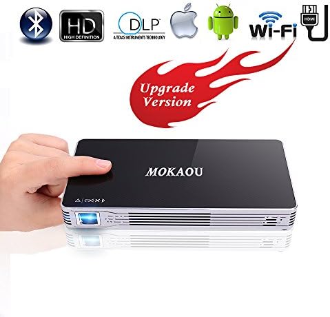 Projector,HD Mini Projector,Portable Pico DLP Android 7.1 Projector Max 120 inch,Support 1080P/Wifi/Bluetooth/HDMI/USB/TF Card/Audio for iPhone,Android,Laptop,Computer by Mokaou (Mini Projector)