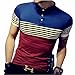LOGEEYAR Mens Summer Slim Fit Contrast Color Stitching Stripe Short Sleeve Polo Casual T-Shirts (Medium, 508-red)
