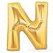 AFTERLOON® 40 Inch Giant Jumbo Helium Foil Mylar Alphabet Balloons for Graduation Anniversary Celebration Bridal Shower Wedding Birthday Party Decorations, Premium Quality, Matte Gold, Letter N