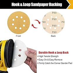 BOSHCRAFT Sanding Discs, 80 Grit 5 Inch 8 Holes