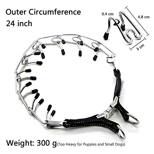 Wellbro Pit Bull German Shepherd Training Metal Gear Prong Pets Collar, with Quick Release Snap Buckle and Rubber Tips, Easy-On Plated Adjustable Training Dog Collar, 24" (Type 1) - Thumbnail 4