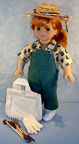 18 Inch Doll Clothes - Green Jeans Garden Outfit handmade by Jane Ellen to fit 18 inch boy or girl doll - Thumbnail 4