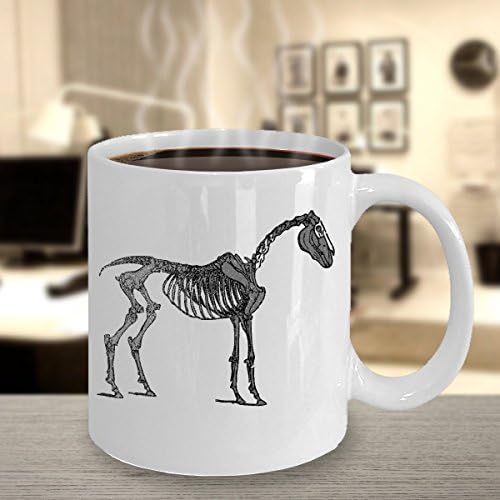 Horse Skelton Coffee Mug for Horse Lovers - Best Super Funny and Inspirational Decoration Gifts for Equestrian Owner - 11 oz ounce Ceramic Tea Cup - Ultimate Dressage Show Jumping Travel Gear