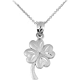 Good Luck Charms 925 Sterling Silver Irish Lucky Charm Four-Leaf Clover Pendant Necklace