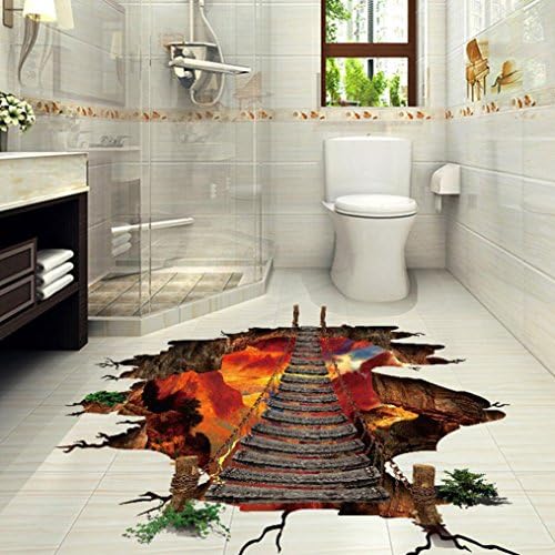 Wall Sticker, Kingspinner 3D Flaming Floor Stickers Removable Mural Decals Vinyl Art For Living Room