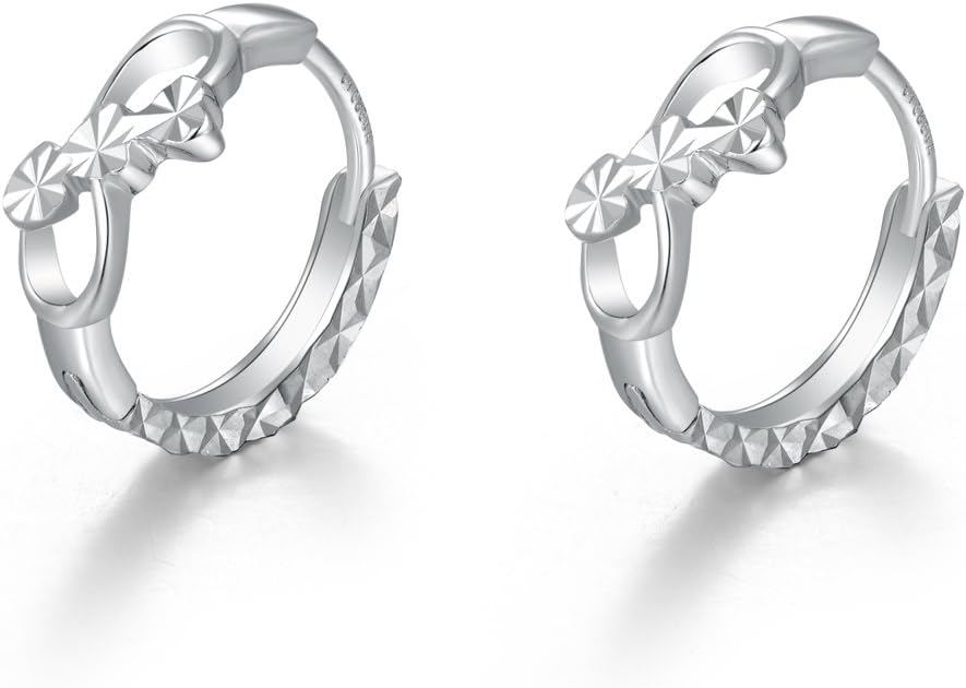 14ct 585 Gold Tiny Infinity Love Diamond-Cut Huggie Hoop Creole Earrings (8MM) Jewellery Gift for Women Girl