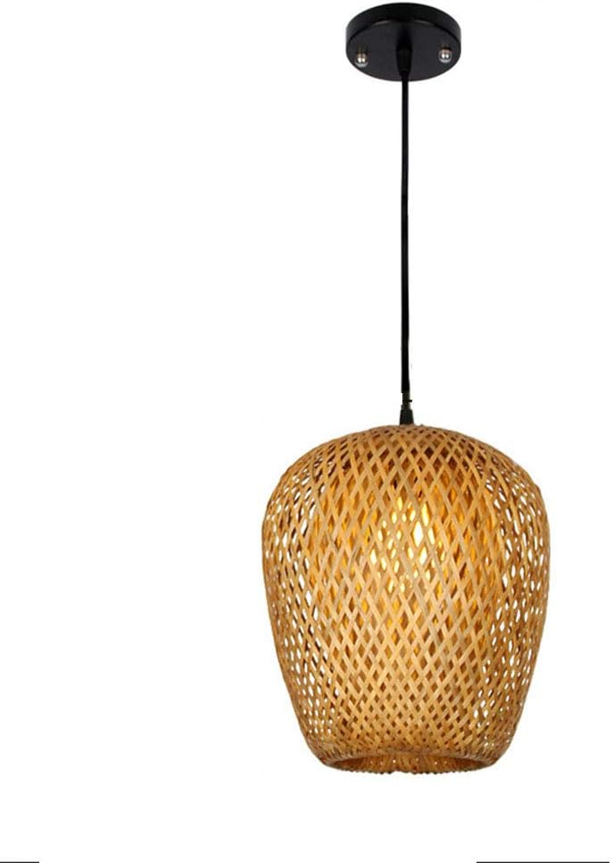 LLCX Bamboo lampshade ceiling light Retro minimalistic creative suspended lights Classic natural bamboo and rattan woven hanging lantern Handmade for living room, bedroom, cafe, bedroom,B
