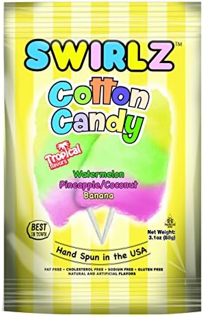 Taste of Nature Inc. Swirlz Tropical Cotton Candy, 3.1-Ounce Bags (Pack of 24)