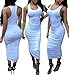 Bess Bridal Women's Sexy Vest Fold Slim Bodycon Midi Tight Long Party Tank Dress,White,Small