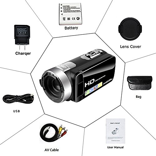 Camcorder Video Camera Full HD 24.0MP Camcorders Digital Camera 1080p 3.0’’ Rotatable LCD for Vlogging Webcam Pause Function Dual LED Lights