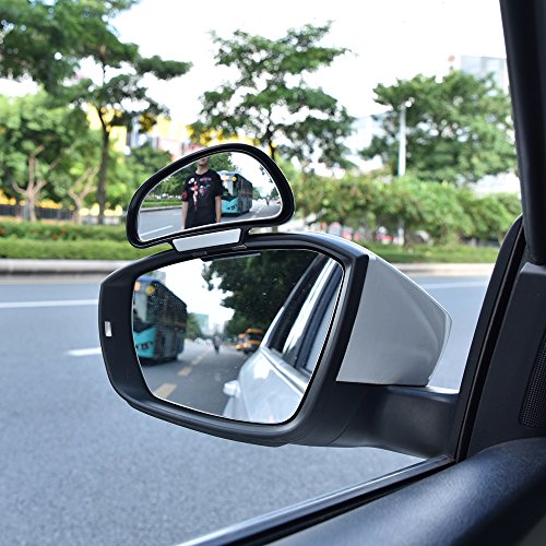 YASOKO Adjustable 360 Degree Rotation Wide Angle Side Rear Mirrors Blind Spot Snap Way Rearview Mirror Universal (Left, Black)