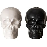 Pacific Giftware Gothic Skull Salt and Pepper Shaker Set Black and White Ceramic Kitchen Tabletop Decor Halloween Horror Collectible Spooky Novelty Gift for Horror and Skull Lovers 2.36