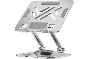 Laptop Stand, Laptop Stand for Desk with 360° Rotating Base, Foldable Portable for Office & Home