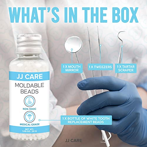 JJ CARE Temporary Tooth Replacement Kit with Dental Tools, Moldable