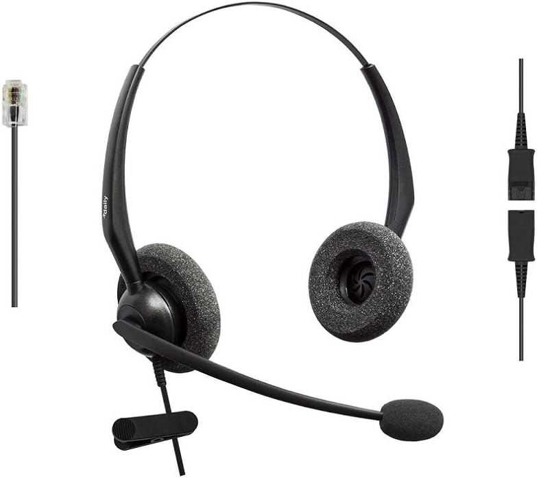 RJ9 Corded Phone Headset for Grandstream Yealink Snom Phones with Noise Cancelling Microphone
