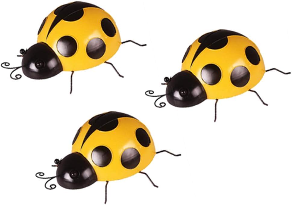 Flameer 3Pcs Yellow Mini Metal Ladybird Kids Toys DIY Ladybug Best
