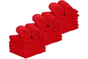 Casa Lino 24 Pack Wash Cloths Set, (12" X12) 100% Cotton wash Cloths, wash Cloths for Your face and Body, Highly Absorbent & fingertip Soft wash Cloths for Your face and Body, Red