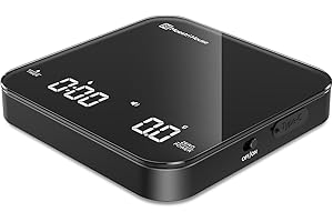 Rechargeable Mini Coffee Scale with Timer, Maestri House Espresso Scale, 2kg/0.1g Accurate Scale for Espresso and Pour-Over Coffee, Portable Digital Kitchen Scale with Automatic Timing（Black）