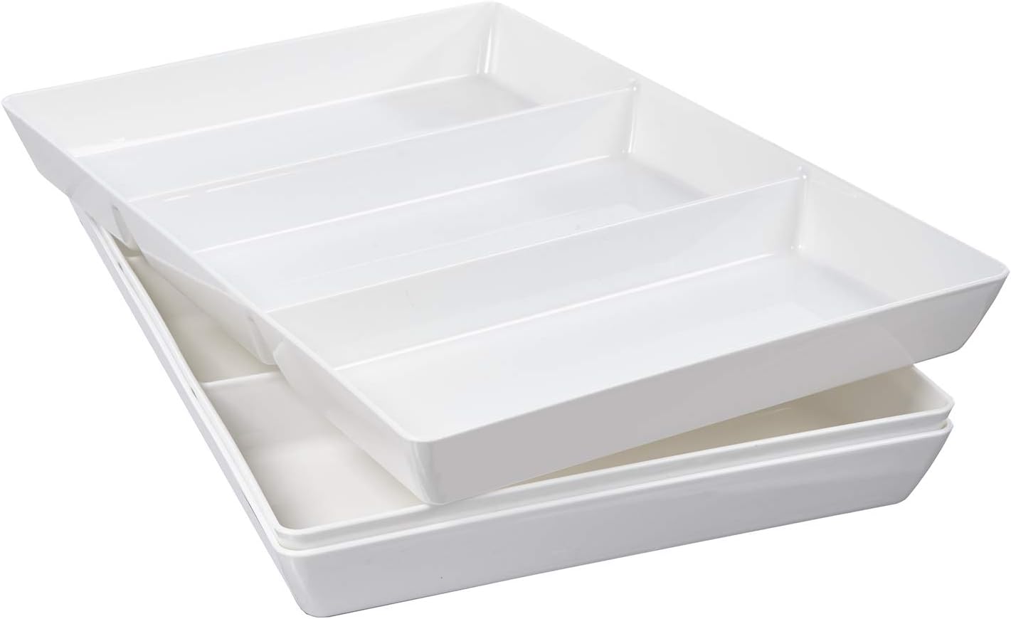  | Avant 15" x 10" Plastic 3-Section Serving Tray | set of 3 White: Platters