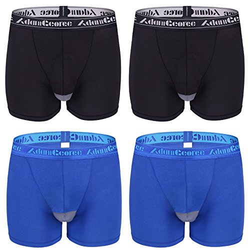 Adam George Men's 4 Pack Micromodal Separate Pouch Trunks (X-Large, Black-Mazarine)