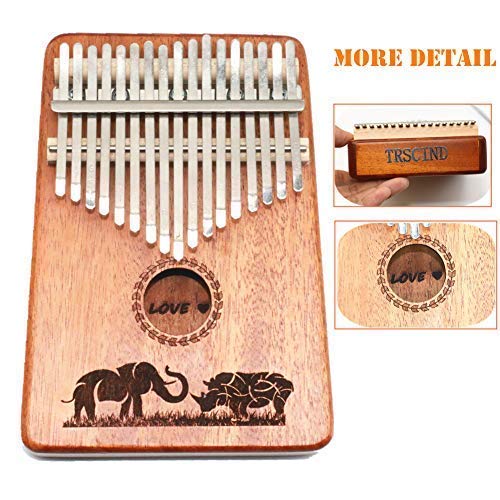 TRSCIND Kalimba 17 Key Thumb Piano, Finger Piano Mbira 17 Tone Musical instrument with Tune-Hammer and Study Guide, Unique & Funny Gift Birthday Gift Idea for Him Her or Musician Composer