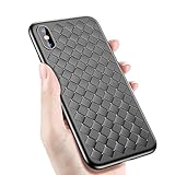 LeaLek iPhone X Case Slim Fit Shell Soft Matte Texture Full Protective Flexible Anti-Scratch Anti-Shock Cover Case Breathable Plaid Weaved TPU Gel Case for iPhone X