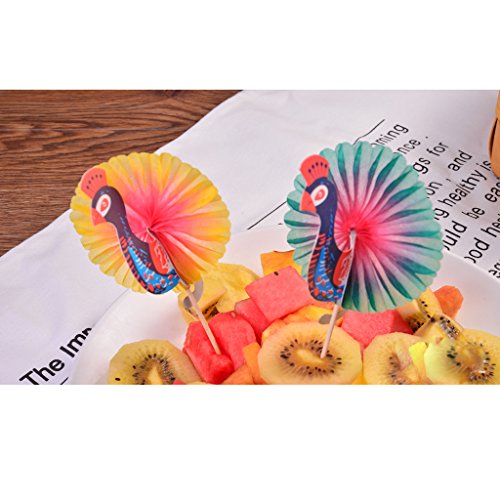 SM SunniMix Papier Cocktail Schirmchen Getränke im Nachtklub für Wein Bier Bar, Pfau, 25pcs/Set – Bild 5