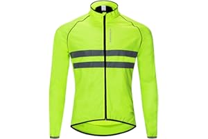 WOSAWE Men's High Visibility Cycling Wind Jacket Water Resistance Reflective Windbreaker