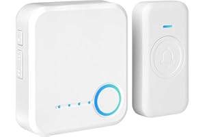 FOVKSUC Wireless Doorbell, Waterproof Door Bell with 60 Chimes, 5 Volume Levels & Mute Mode, Loud Door Bell Ringer Wireless for Home Classroom Office (1 Receiver & 1 Button, White)