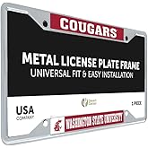 Desert Cactus Washington State University Metal License Plate Frame Cougars for Front or Back of Car Officially Licensed (Mascot)