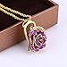 ZJchao 24K Women Purple Gold Rose Pendant Necklace Gift for Her Plated Rhinestone Heart Shaped Present for Wife Girlfriend Valentine's Day, Great Anniversary, Birthday, Wedding