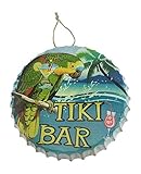 Tiki Bar Metal Bottle Cap Hanging Sign with Parrot
