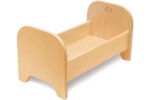 EXCELLERATIONS Environments Wooden Baby Doll 22”L x 12”W x 12”H Bed Play Furniture, Natural Finish, Fits up-to 22-Inch Doll, Preschool, Kids Toy (900402)
