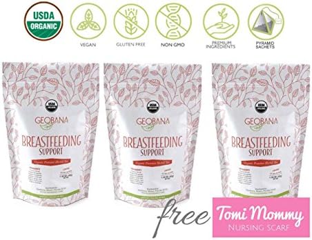 Geobana Organic Breastfeeding Support Tea Value Pack (3 packs+ free nursing cover)