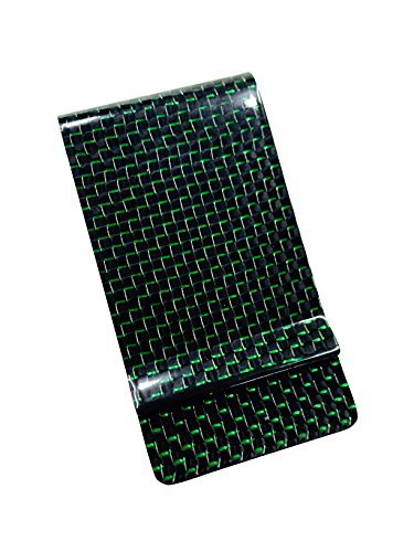 Money Clip Glossy Carbon Fiber Credit Card MGCFTan Business Card Holder 3K twill Green Carbon