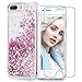 Maxdara Compatible 6 Plus 6s Plus 7 Plus 8 Plus Case Glitter Liquid Case with Screen Protector Bling Sparkle Girls Women Case for 6 Plus 6S Plus 7 Plus 8 Plus (Rosegold)