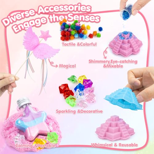 snookids Sand Magica, Unicorn Sand Toy Set, with Natural Beeswax 690g, 24 Sand Molds, 3 Unicorns, Sand Shell with Lid, Sensory Toy Children 3 4 5 6 7 8 9+ Years Old