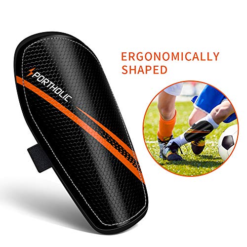 PORTHOLIC Kids Soccer Shin Guards, Kids Soccer Shin Protective Pads Board Comfortable Lightweight and Breathable for 4-9 Years Old Boys Girls Children Toddler (XS,Pair) - Thumbnail 2