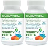 SmartyPants Kids Fiber Complete with No Sugar Added, Multi plus Omega 3 plus Vitamin D, 120 Gummies (2 Pack)
