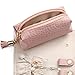 Vlando Small Travel Jewelry Roll Organizer, Leather Jewelry Holder Pouch for Daily Jewelry Storage and Carrying, Pink