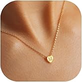 U7 Initial Necklace for Women, 14K Gold Heart Pendant Necklace with CZ A-Z Letter, Dainty Gold Necklace Tiny Initial Necklaces Personalized Name Necklace for Mom Wife Friend