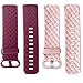 Tobfit Bands Compatible with Fitbit Charge 3 Bands for Women Men Replacement for Fitbit Charge 3 SE Accessories Classic Sports Wristbands, 2 Pack (#Rose Gold/Wine Red, Small)