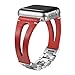 Secbolt 42mm/44mm Leather Bands Compatible with iWatch Band Series 4/5/6 44mm, Series 3/2/1 42mm, Handmade Vintage Leather Bracelet, Hollowed Red