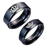 Kalapure Her King His Queen Tungsten Carbide Wedding Band Ring, Stainless Steel Anniversary Engagement Promise Ring