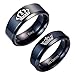 Kalapure Stainless Steel His Queen & Her King Couples Rings Set Wedding Engagement Band Men Women Black Ring Beveled Edge Polished Finish Comfort Fit