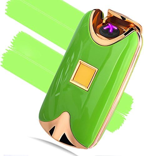 GREENWON Intelligent USB Arc Lighter Dual Fire Arc Lighter Fingerprint Induction Charging Metal WindProof No Gas Smoker Cigarettes Gift (GREEN)
