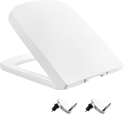 Vivo Technologies Square Toilet Seat Soft Close with Quick Release Hinges White