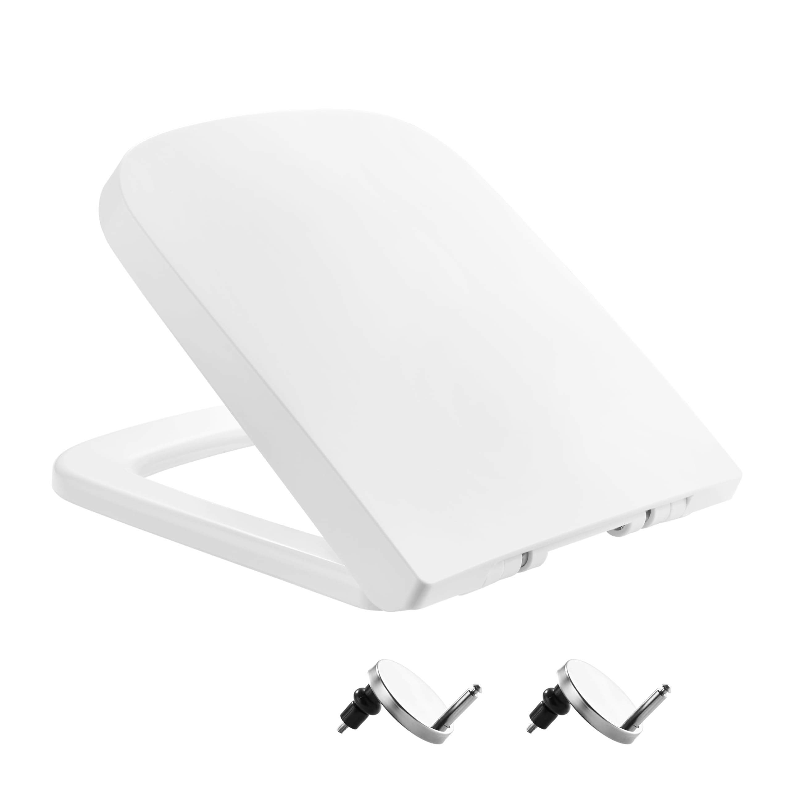 Square Toilet Seat Soft Close, Toilet Seats White with Quick Release and Adjustable Hinges for Easy Cleaning, Simple Top Fixing, Anti-Bacterial Toilet Lid Cover Rectangular Toilet Seats