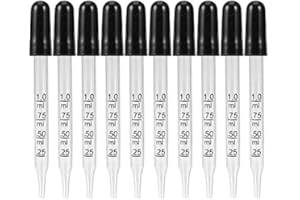 Glass Dropper 10 PCS Eye Dropper for Essential Oils,Straight-Tip Calibrated 1 ml Capacity Pipette Droppers With Highly-Functi