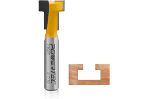 POWERTEC T Slot Router Bits, Carbide Tipped T Track Router Bit, 1/4 Shank x 7/16" Dia. x 3/16" Height, Slatwall Router Bit, R